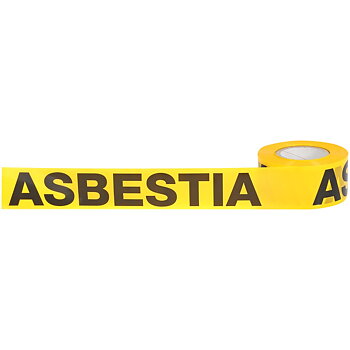 VARNINGSBAND "ASBESTI" 75MM X 150M