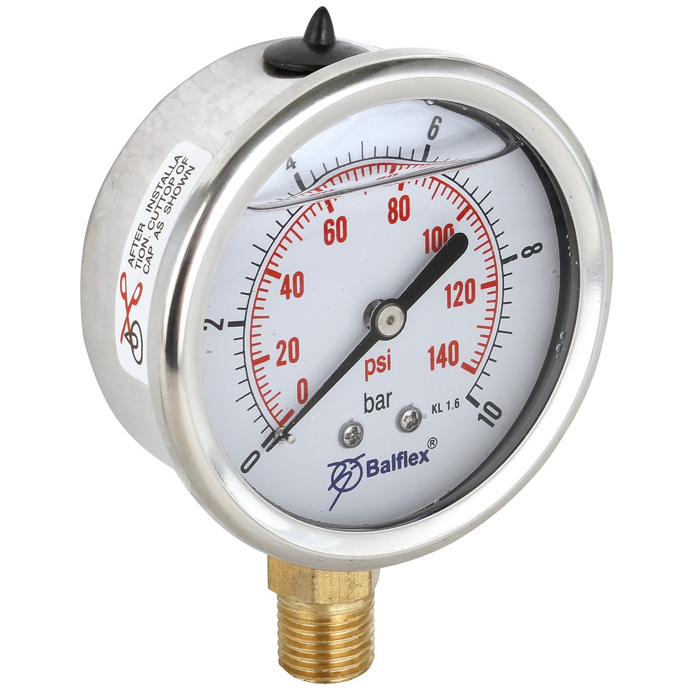 MANOMETER 10BAR 63MM 1/4 BSP BOTTEN FÄSTE