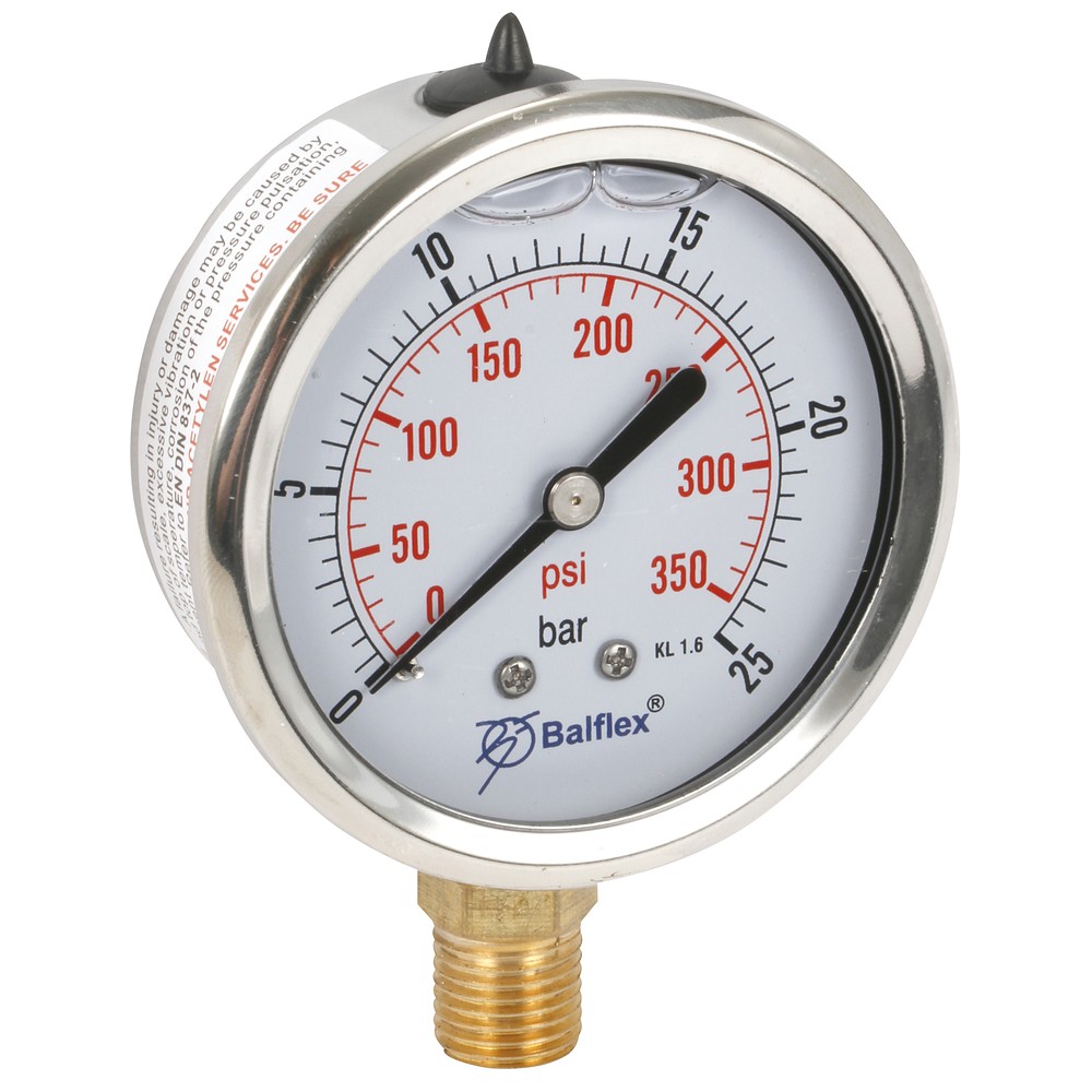 MANOMETER 25BAR 63MM 1/4 BSP BOTTEN FÄSTE