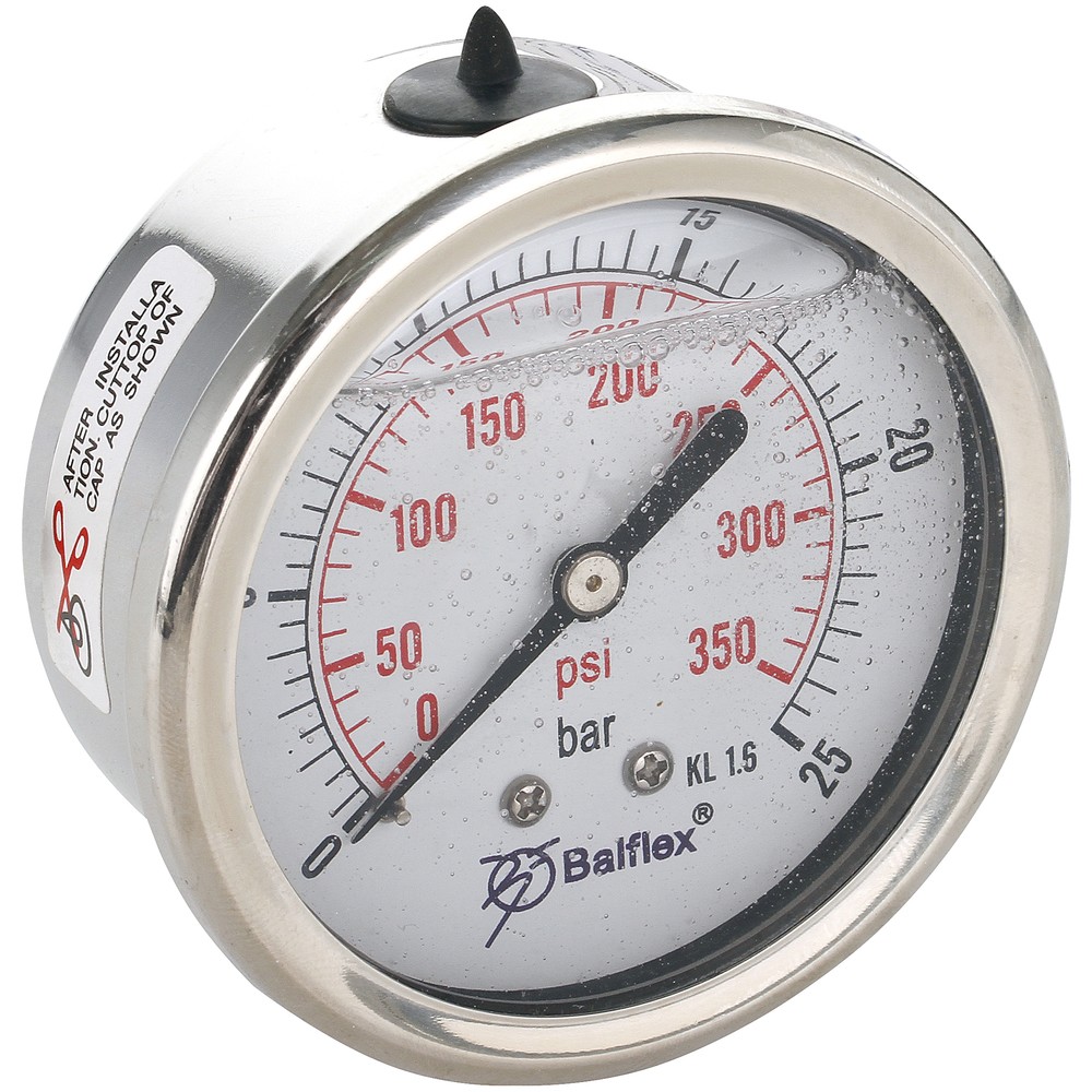 MANOMETER 25BAR 63MM 1/4 BSP BAKRE FÄSTE