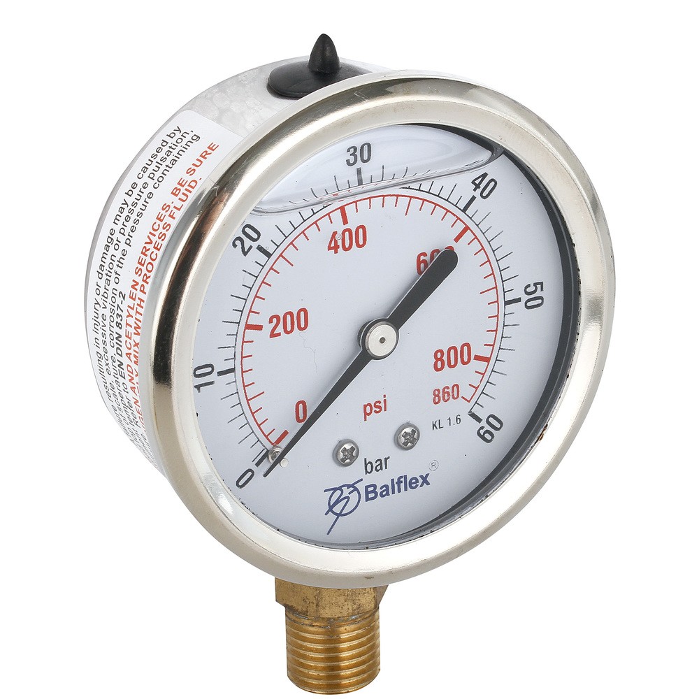 MANOMETER 60BAR 63MM 1/4 BSP BOTTEN FÄSTE