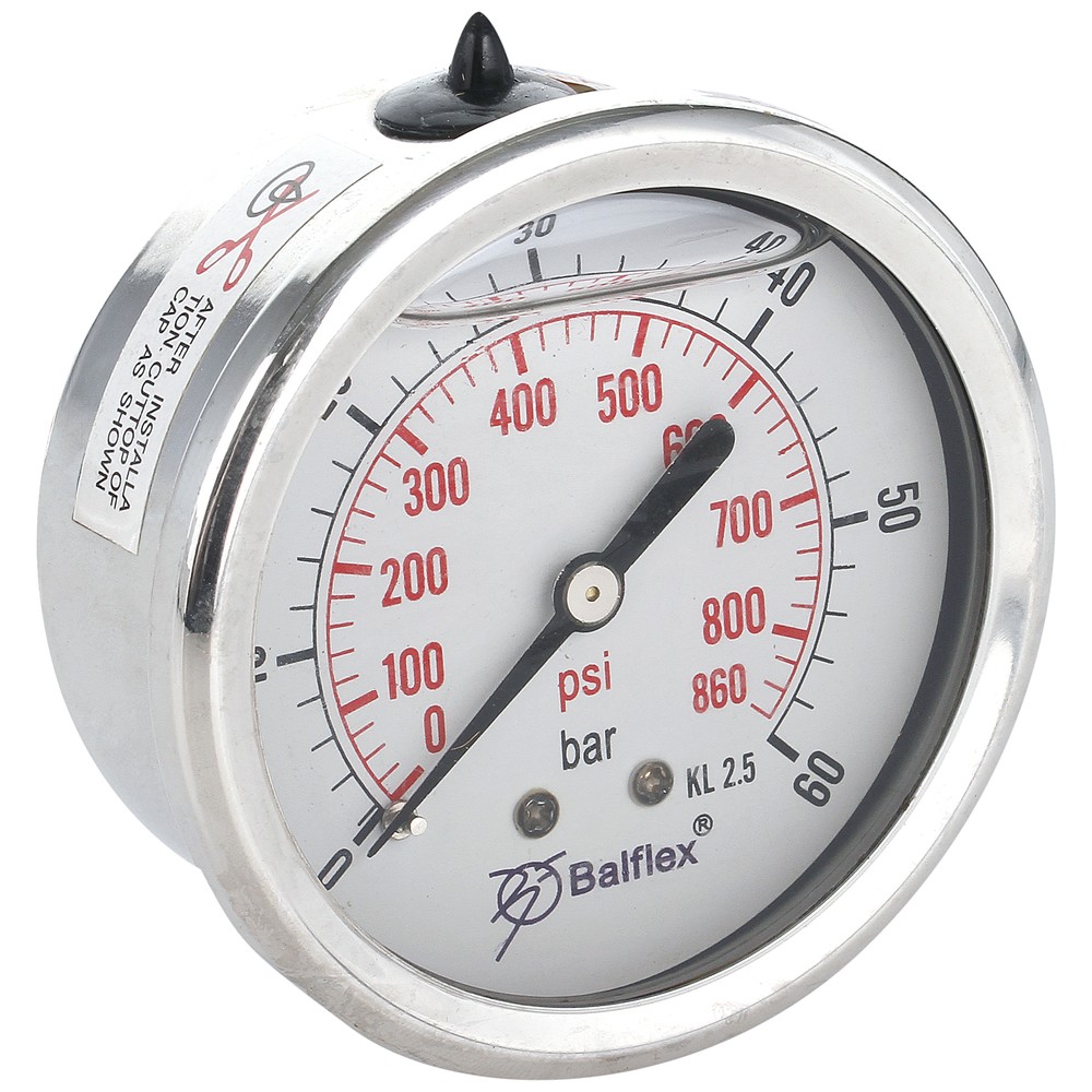 MANOMETER 60BAR 63MM 1/4 BSP BAKRE FÄSTE