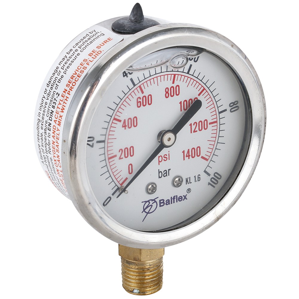 MANOMETER 100BAR 63MM 1/4 BSP BOTTEN FÄSTE
