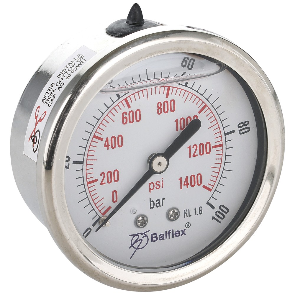 MANOMETER 100BAR 63MM 1/4 BSP BAKRE FÄSTE