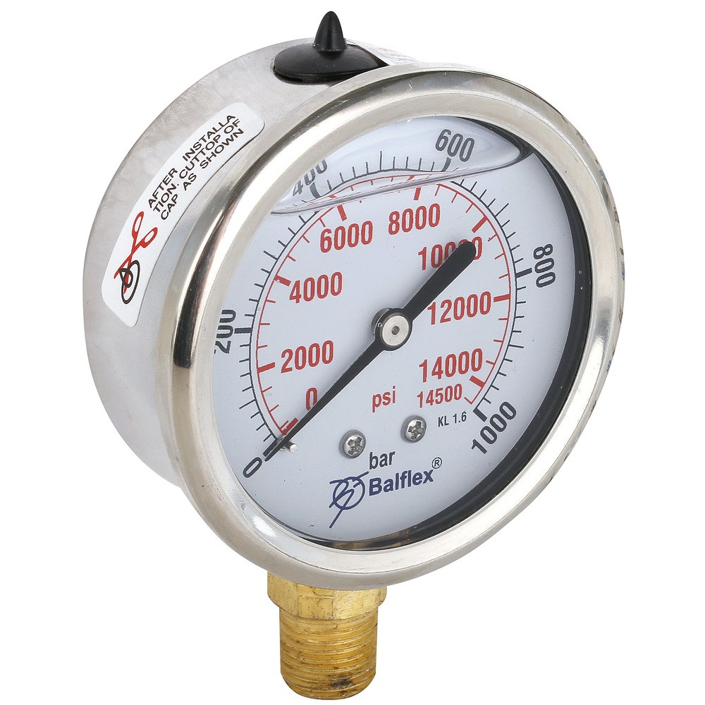 MANOMETER 1000BAR 63MM 1/4 BSP BOTTEN FÄSTE