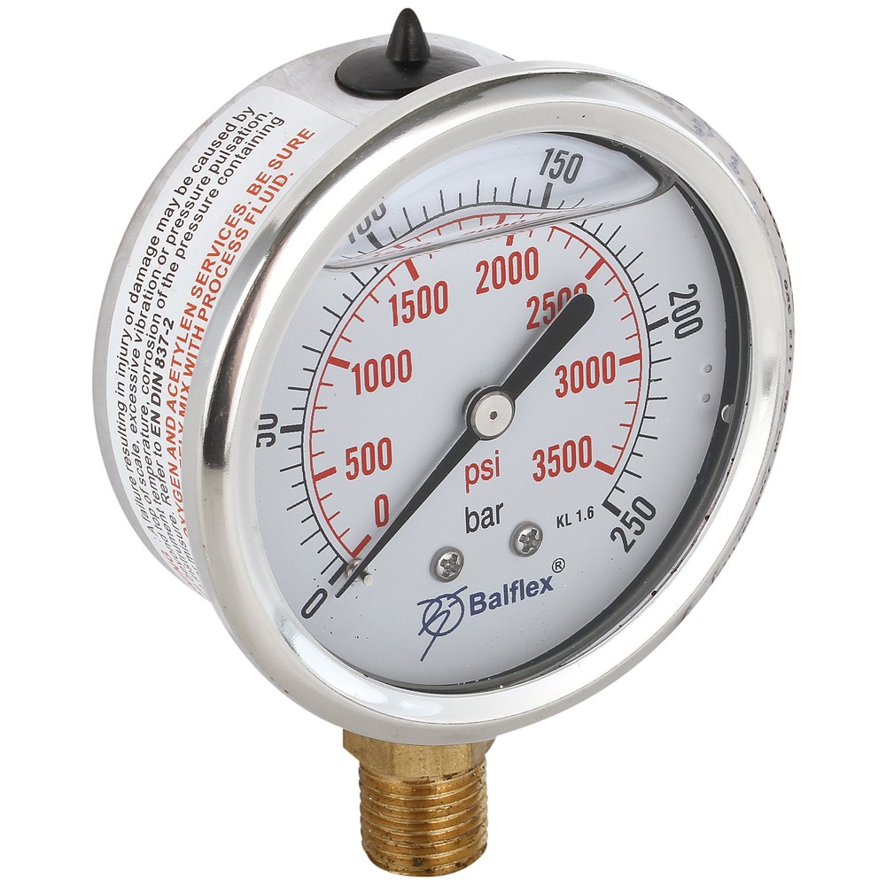 MANOMETER 250BAR 63MM 1/4 BSP BOTTEN FÄSTE