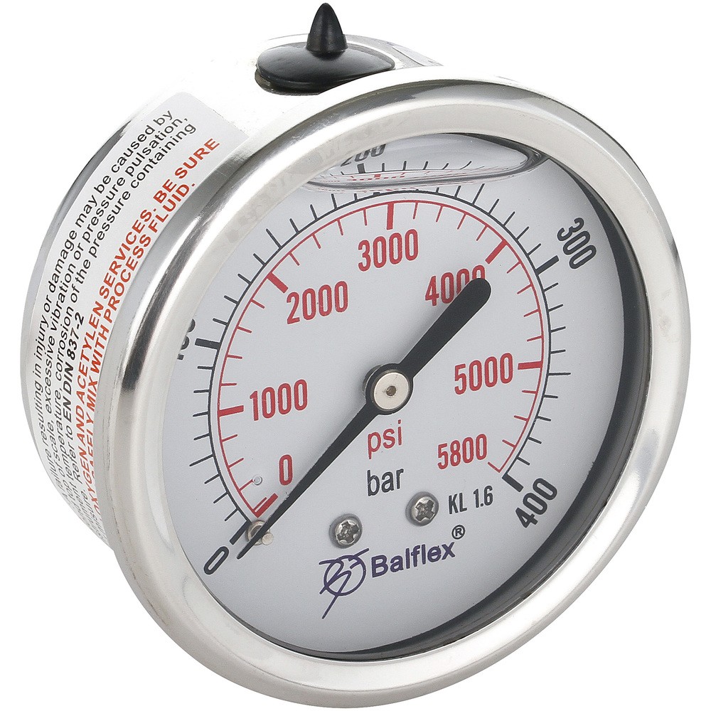 MANOMETER 400BAR 63MM 1/4 BSP BAKRE FÄSTE