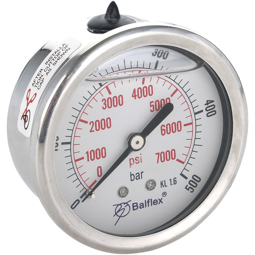MANOMETER 500BAR 63MM 1/4 BSP BAKRE FÄSTE