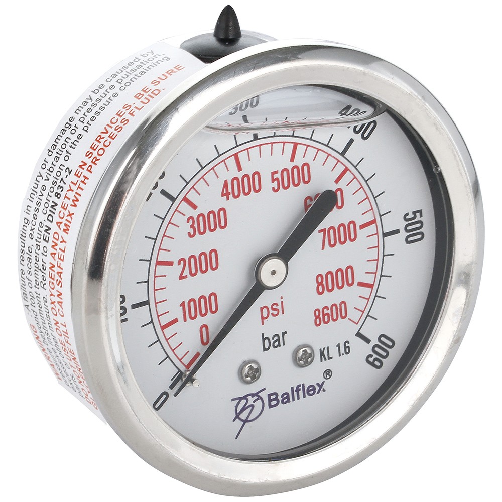 MANOMETER 600BAR 63MM 1/4 BSP BAKRE FÄSTE