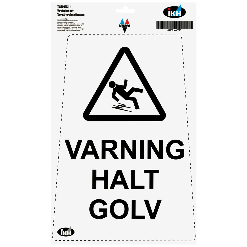 DEKAL TILL GOLVSKYLT "VARNING HALT GOLV"