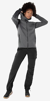 Calcium Polartec® power stretch hoodie antracitgrå, dam