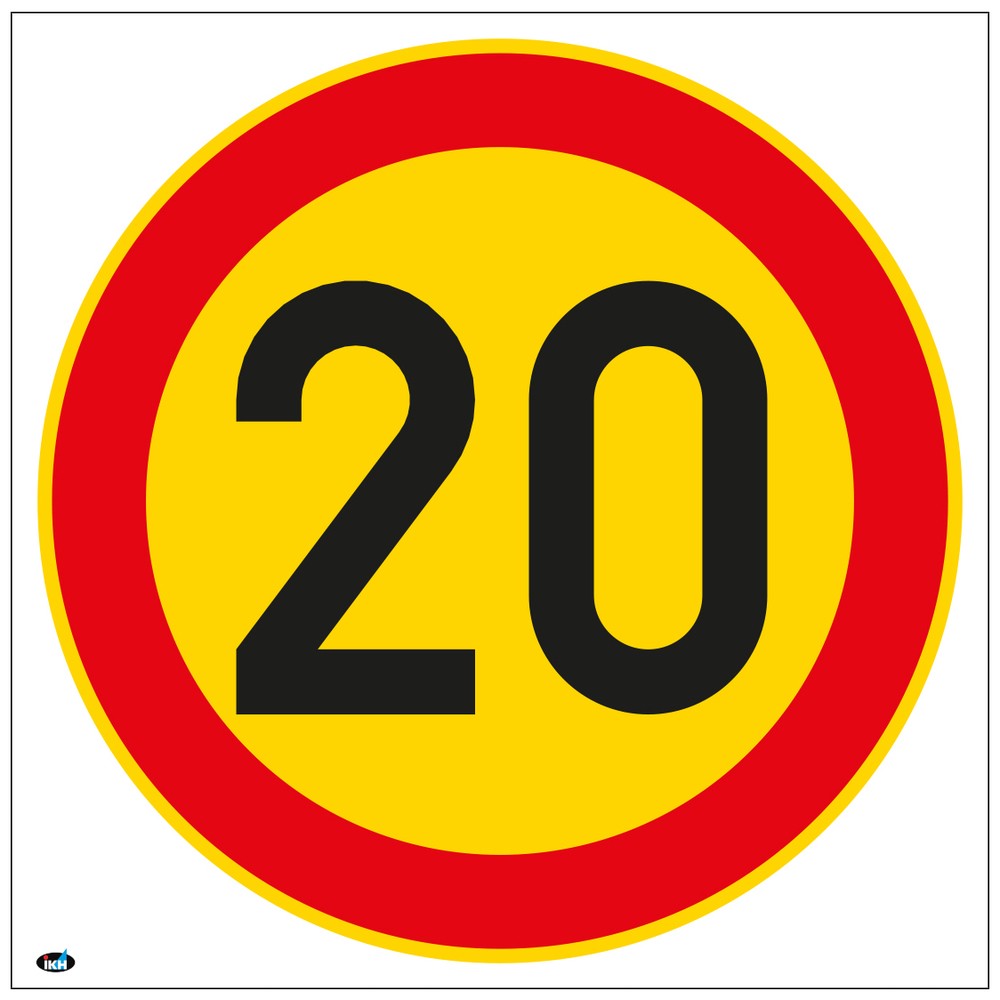 SKYLT NOPEUSRAJOITUS 20KM/H 300X300 PLAST