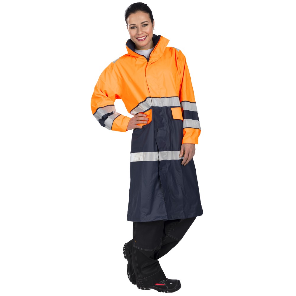 REGNJACKA XL KULTA LÅNG ORANGE/D.BLÅ KL3 EN20471
