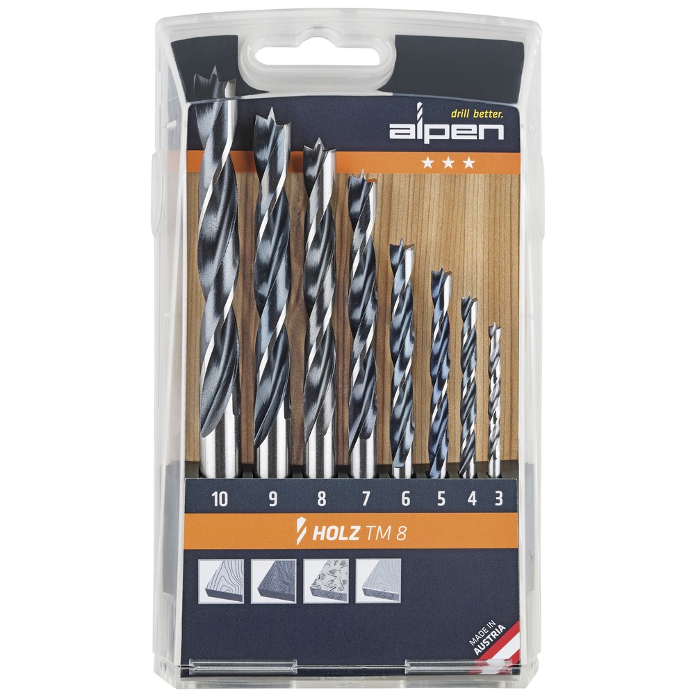 TRÄBORRSATS 8-PCS 3-10MM HOLZ