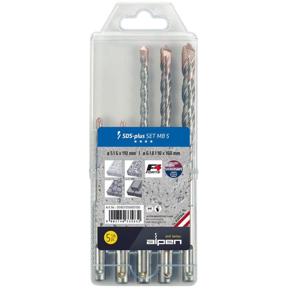 BORRSATS 5-10MM 5 DELAR F4 FORTE SDS-PLUS