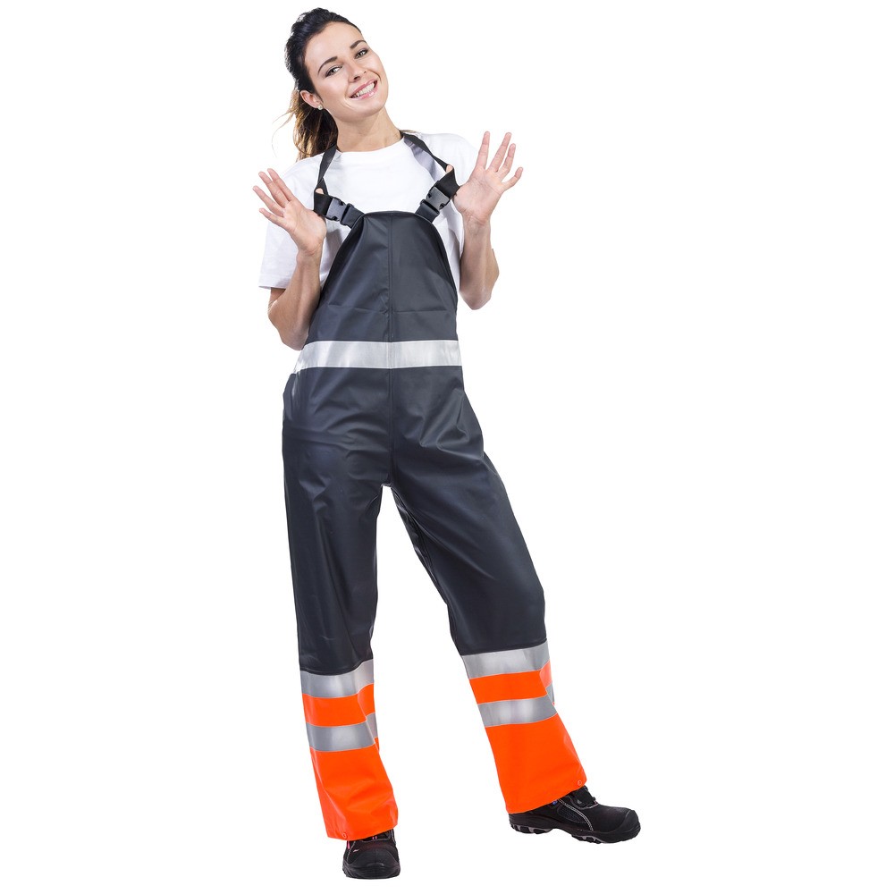 REGNBYXOR MED HÄNGSLEN 4XL HIILI ORANGE/D.BLÅ KL1