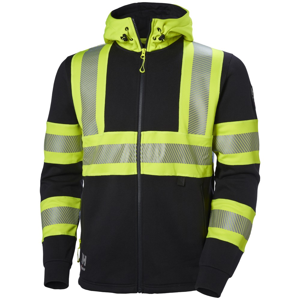 HOODIE MED HEL DRAGKEDJA L ICU FL.GUL/SVART KL1