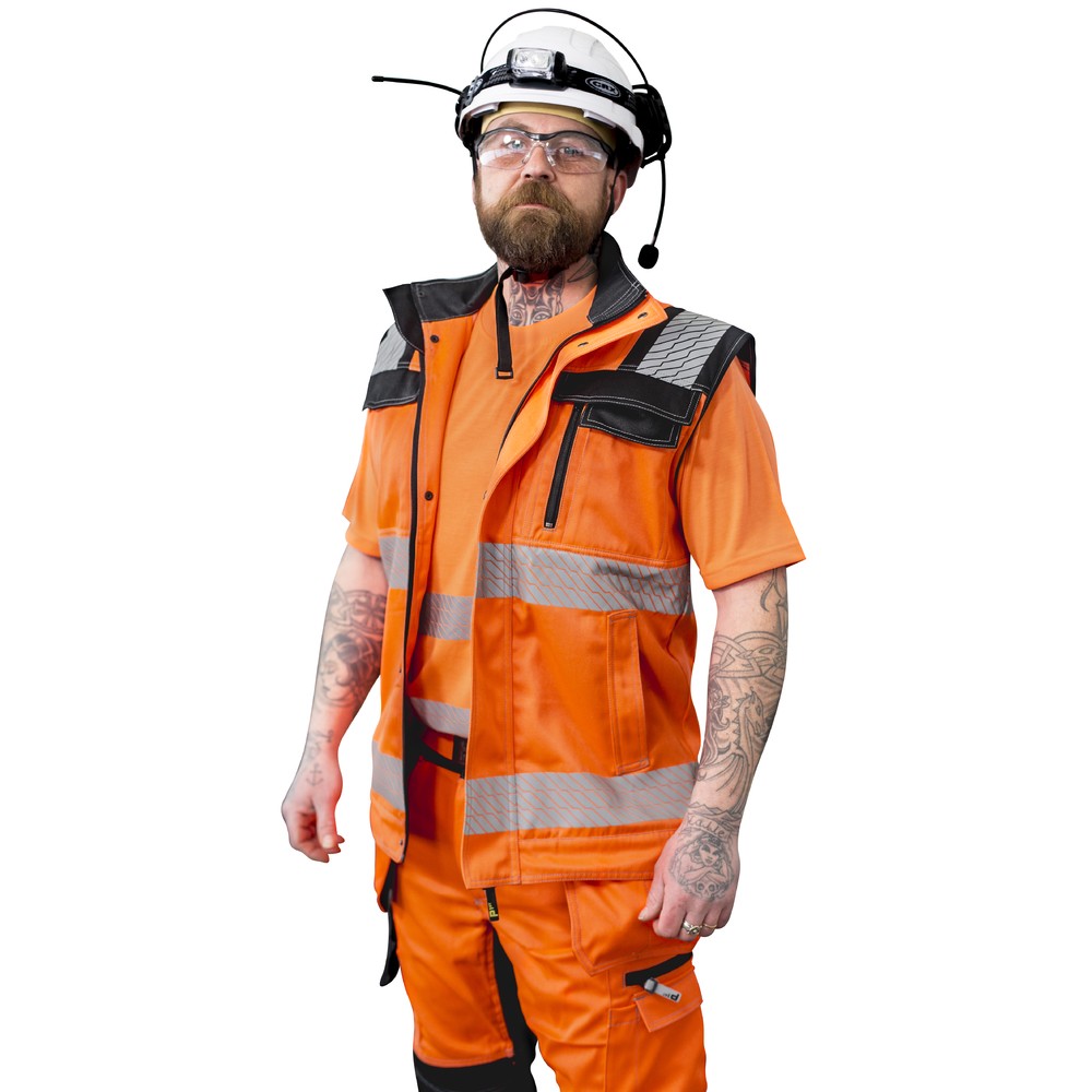 VARSELVÄST L GRANOLIITTI FL.ORANGE/GRÅ KL2