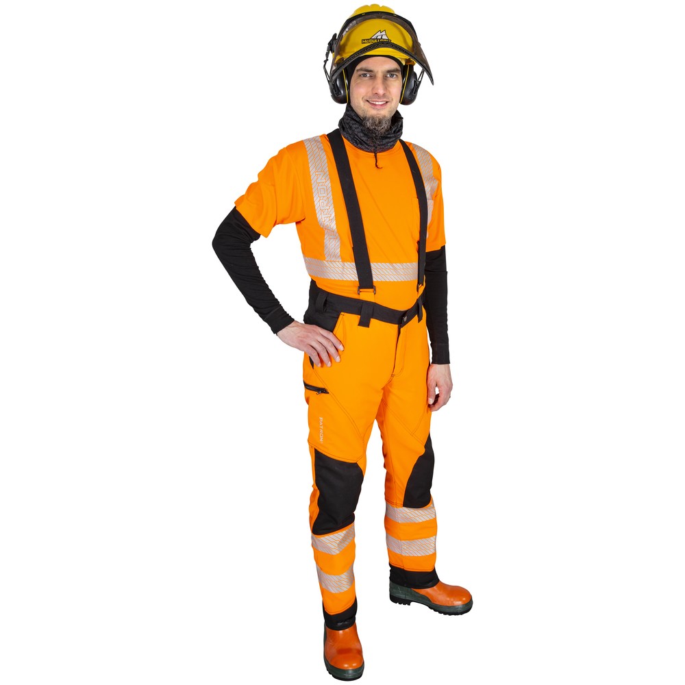 SÅGSKYDDSBYXOR D100 FL.ORANGE/SVART EN381 KL1