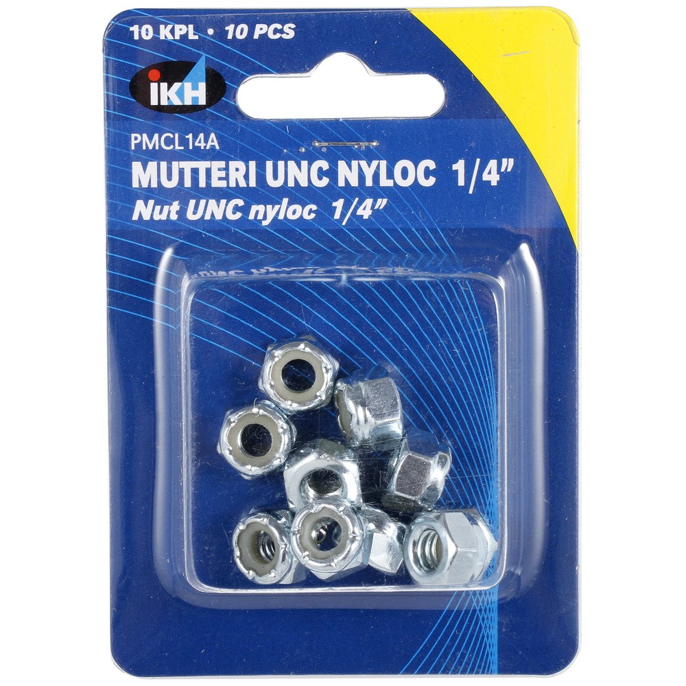 LÅSMUTTER UNC NYLOC 1/4" 10ST FÖRZINKAD