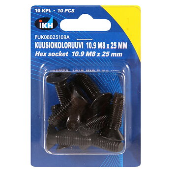 INSEXSKRUV M8X25 10.9 10ST FÖRSÄNKT DIN7991