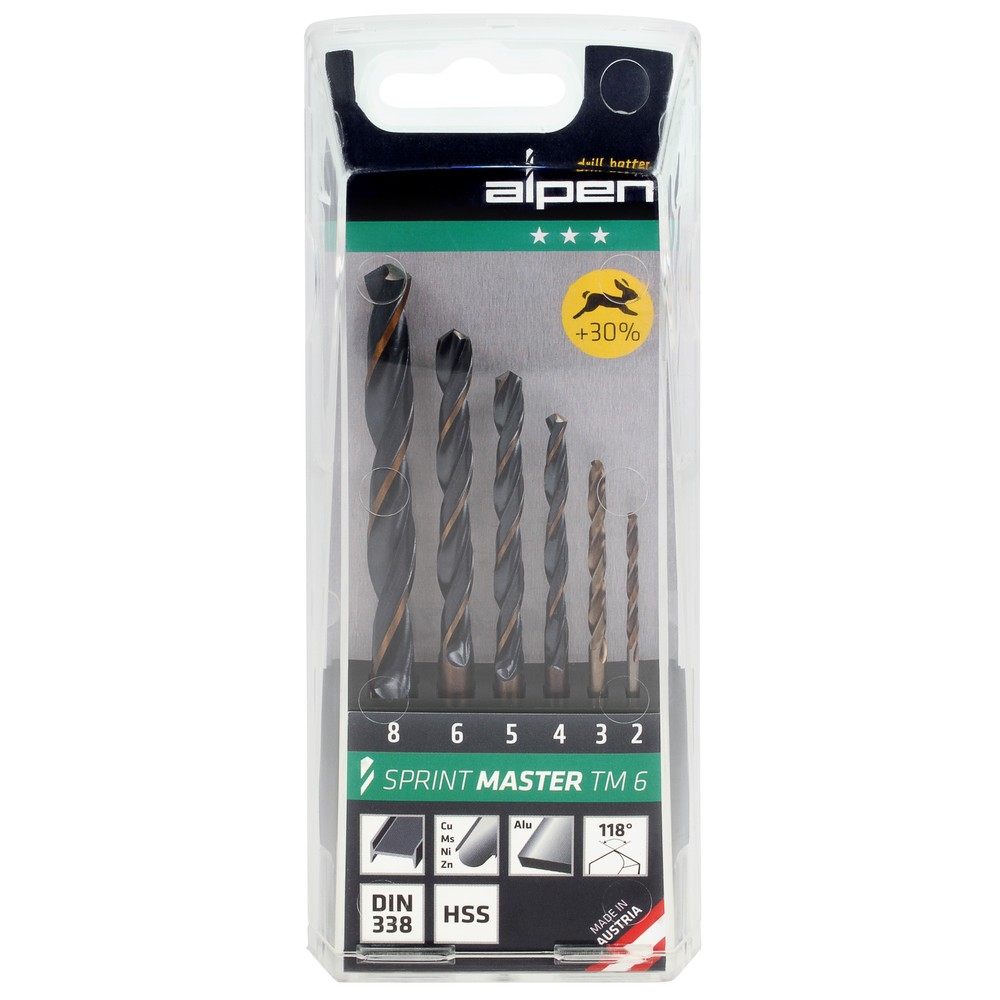 BORRSATS 6 DELAR 2-8MM HSS SPRINT MASTER