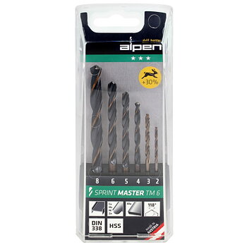 BORRSATS 6 DELAR 2-8MM HSS SPRINT MASTER