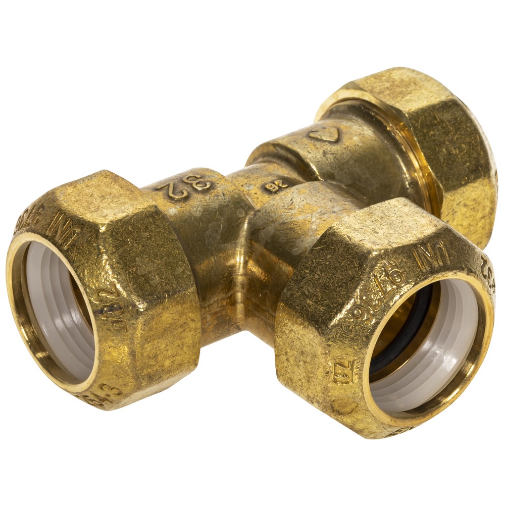 KOPPLING T-RÖR 25-25-25MM  MÄSSING PLAST-PLAST- PL