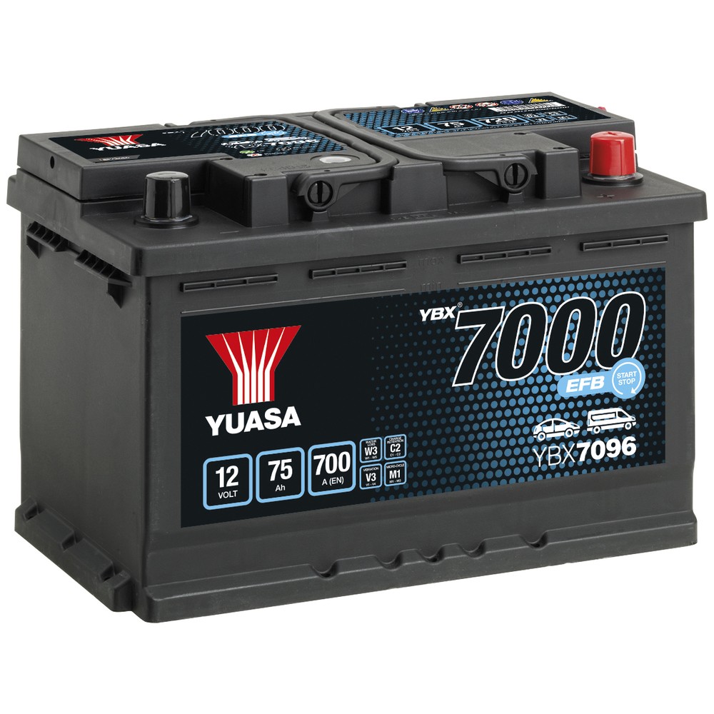 BATTERI YUASA 75AH EFB -+ 278X175X190