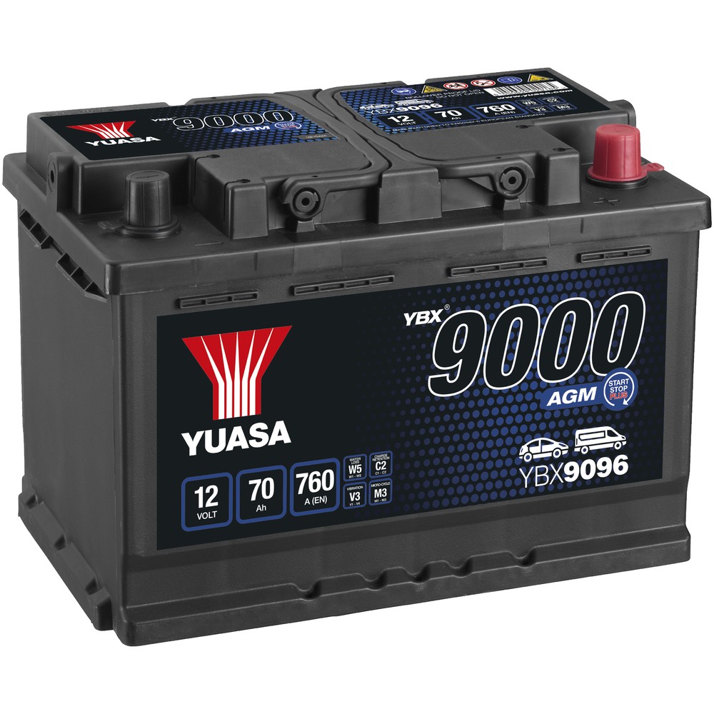 BATTERI YUASA 70AH AGM -+ 278X175X190