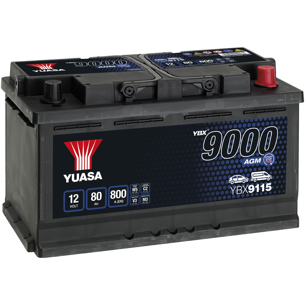 BATTERI YUASA 80AH AGM -+ 317X175X190