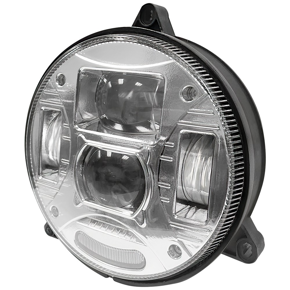 LED-STRÅLKASTARE RUND 132MM 3-PUNKT KROM
