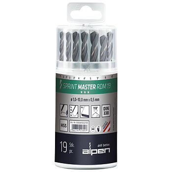 BORRSATS 19 DELAR 1-10MM HSS SPRINT MASTER