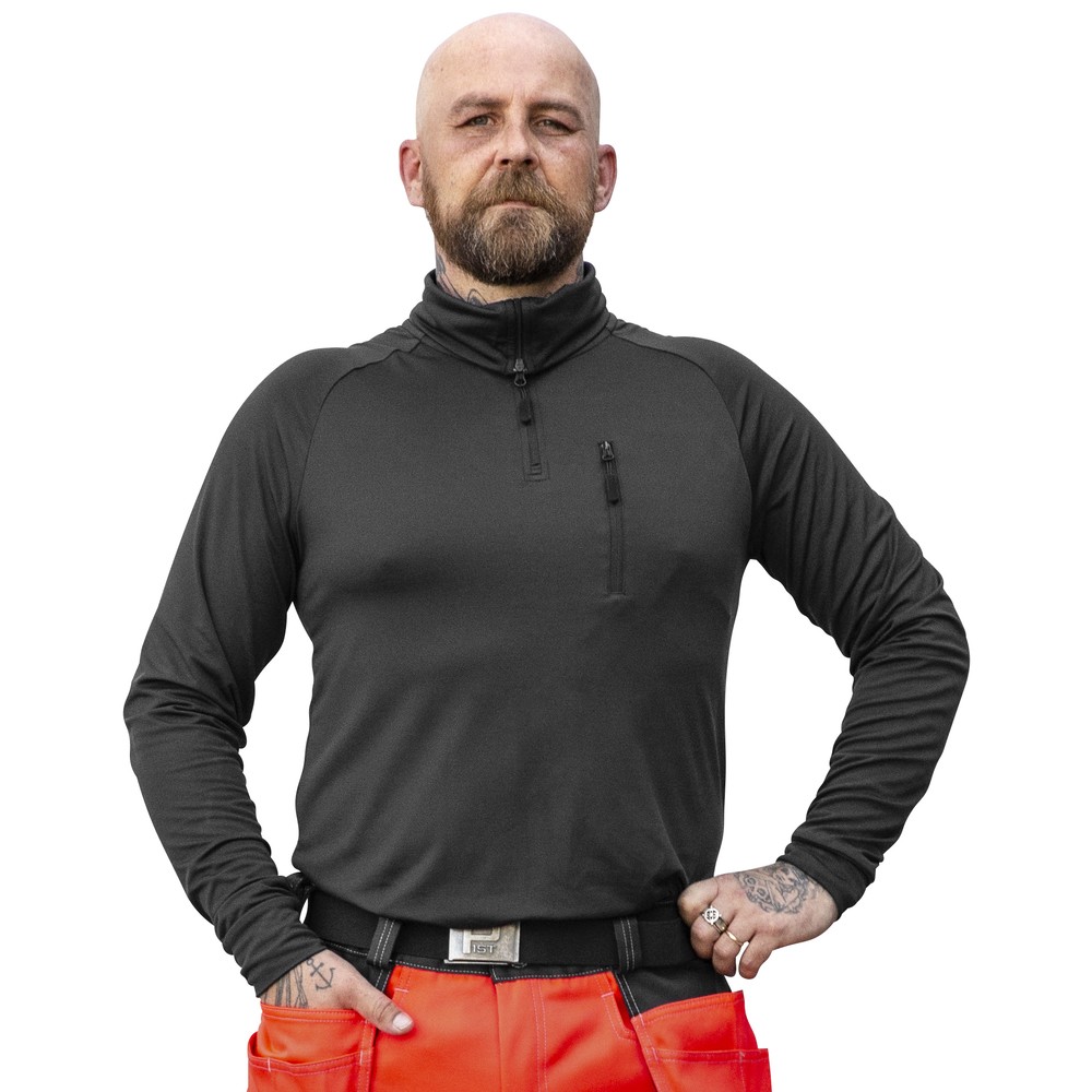 SKJORTA 5XL HERMAN SVART LÅNGÄRMAD MED DRAGKEDJA T