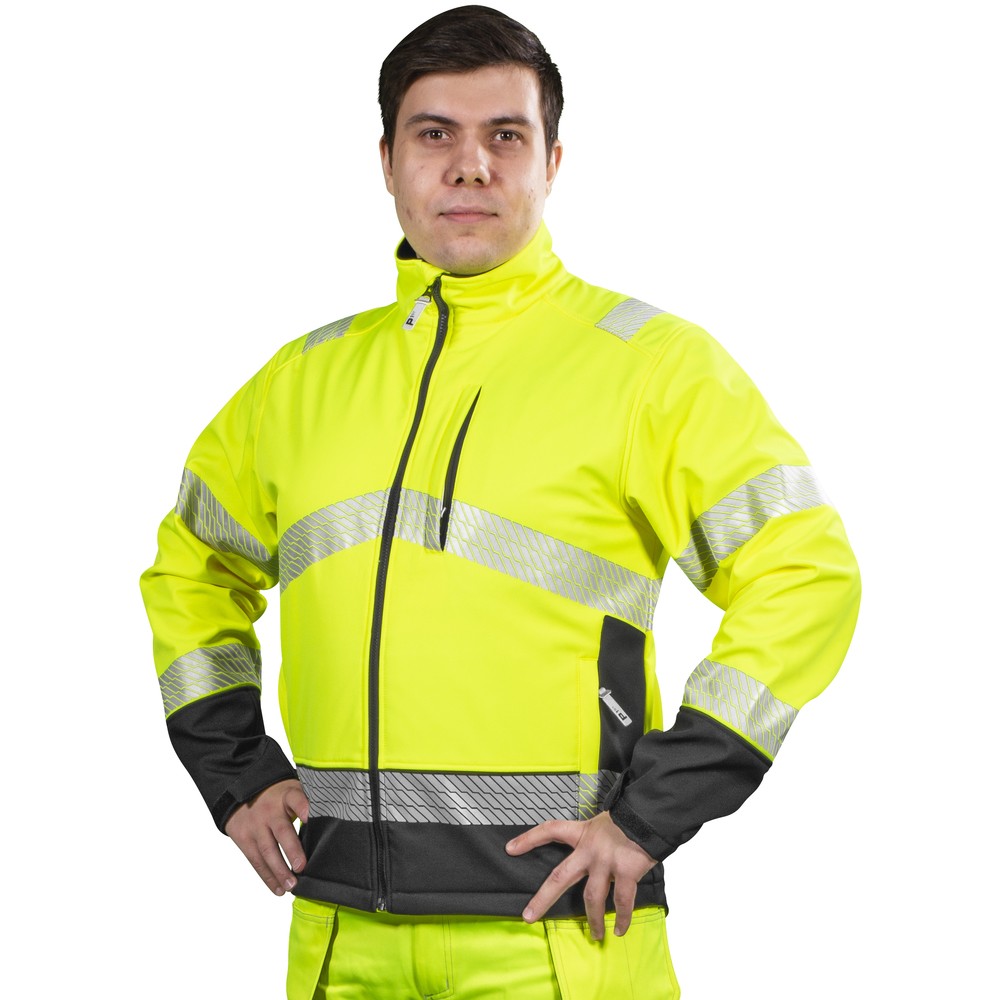 SOFTSHELL JACKA 5XL RANDAL FL.GUL/SVT KL2 EN20471