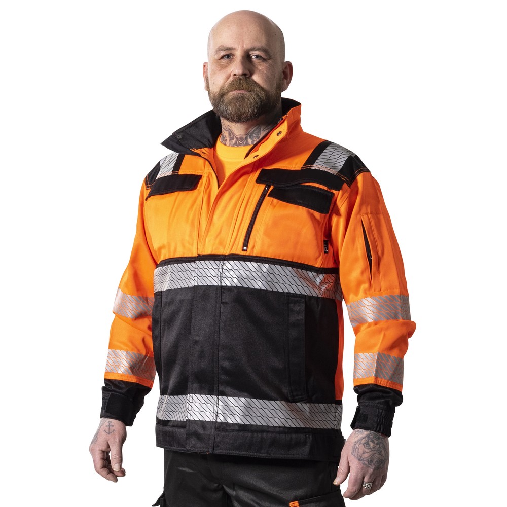 VARSELJACKA S GRANIITTI FL.ORAN/SVART KL2 EN20471