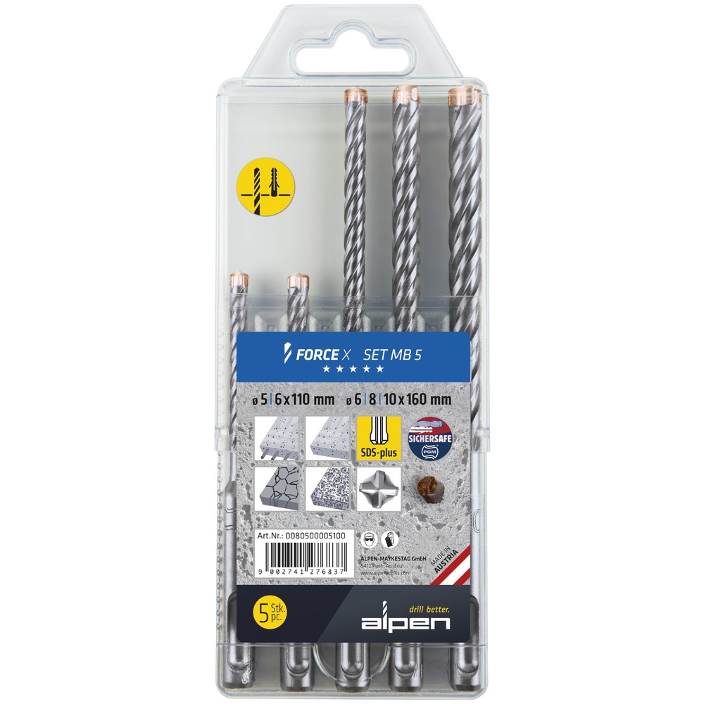 BORRSATS 5-10MM 5 DELAR FORCE X SDS-PLUS
