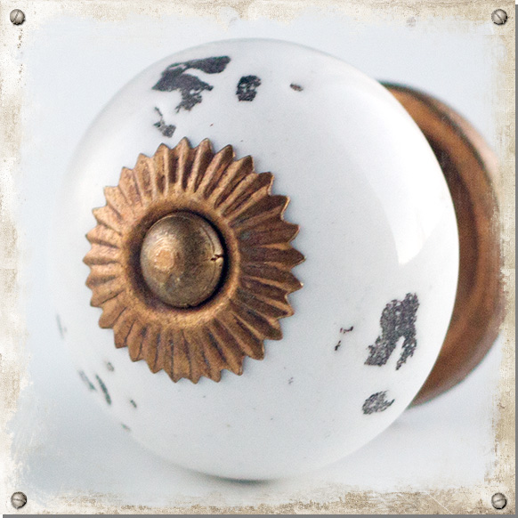 Shabby Knopf, weiß
