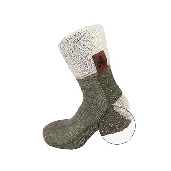 Buddha Socks Grön - Värmande ullstrumpor med halkskydd
