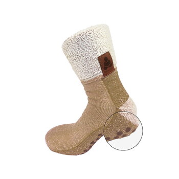 Buddha Socks Beige - Värmande ullstrumpor med halkskydd