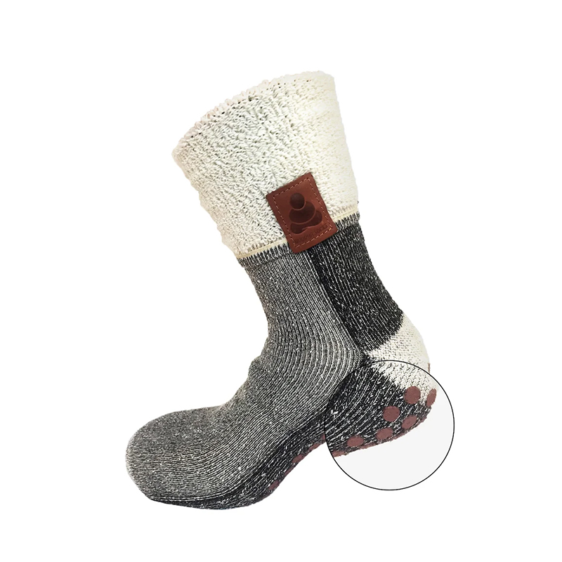 Buddha Socks Grey - Varme uldsokker med skridsikker beskyttelse
