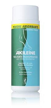 Akileine Fotpuder - 75 g - Absorberar överdriven fukt och motverkar dålig lukt