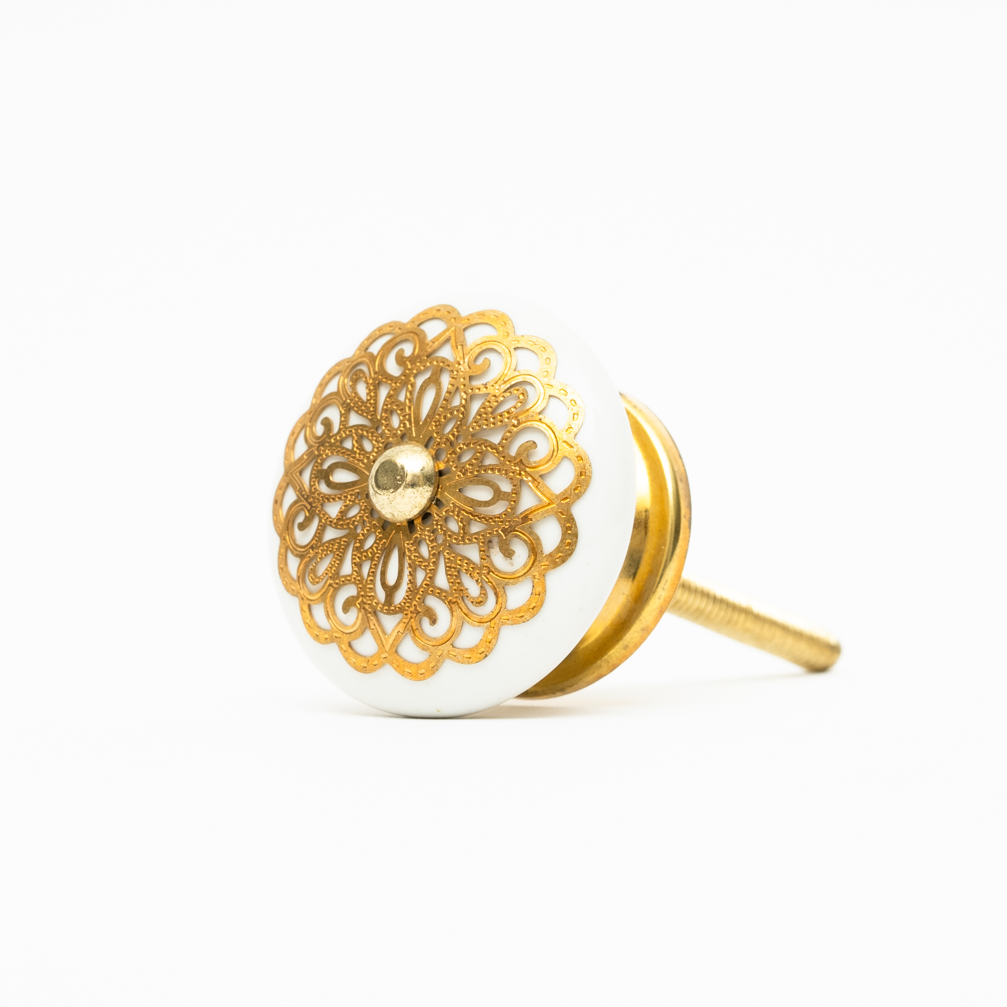 Eleganter Porzellanknopf mit goldfarbenem Dekor