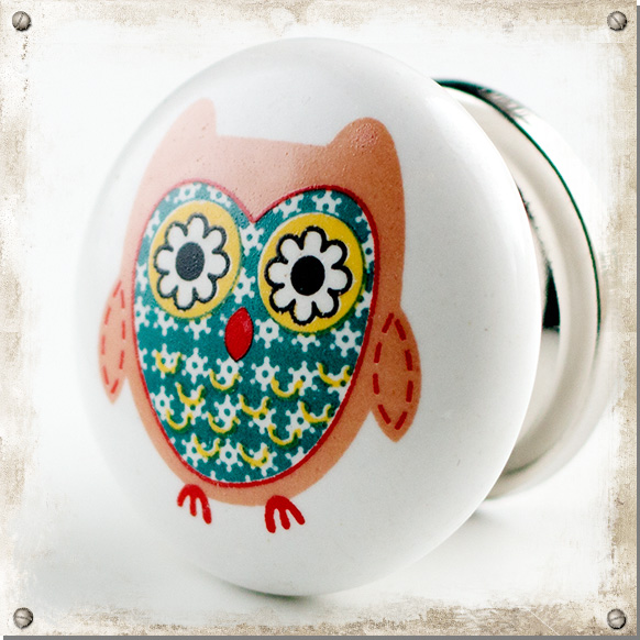Kinderknopf Floral Owl