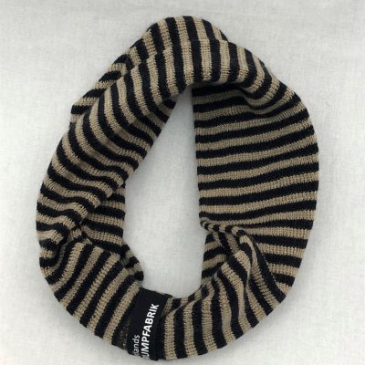 Ringhalsduk 2 varv randig svart beige
