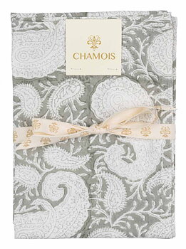 Kökshanddukar set med 2 st. "Big Paisley Light Grey"