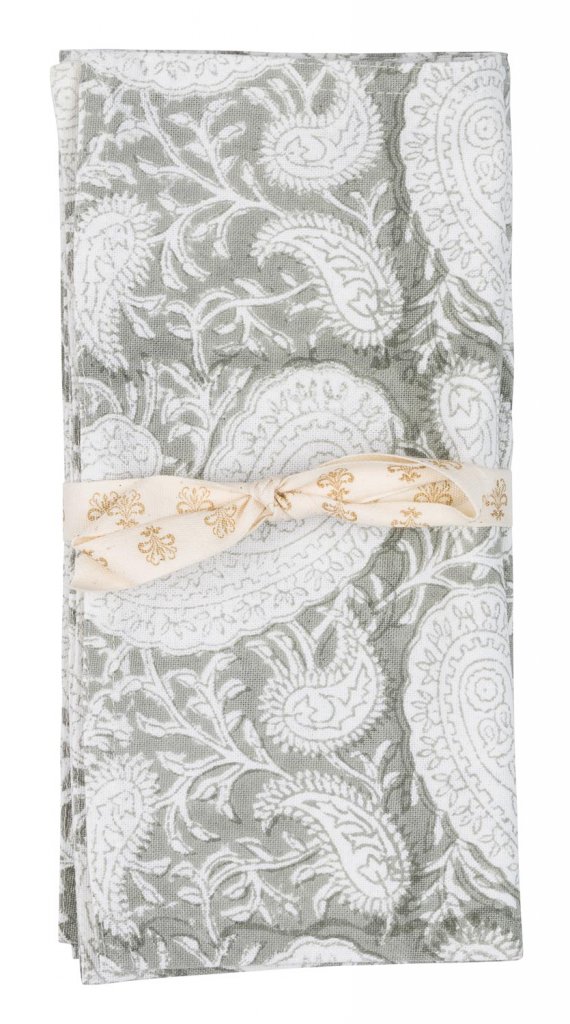 Servetter "Big Paisley Light Grey, 4-pack