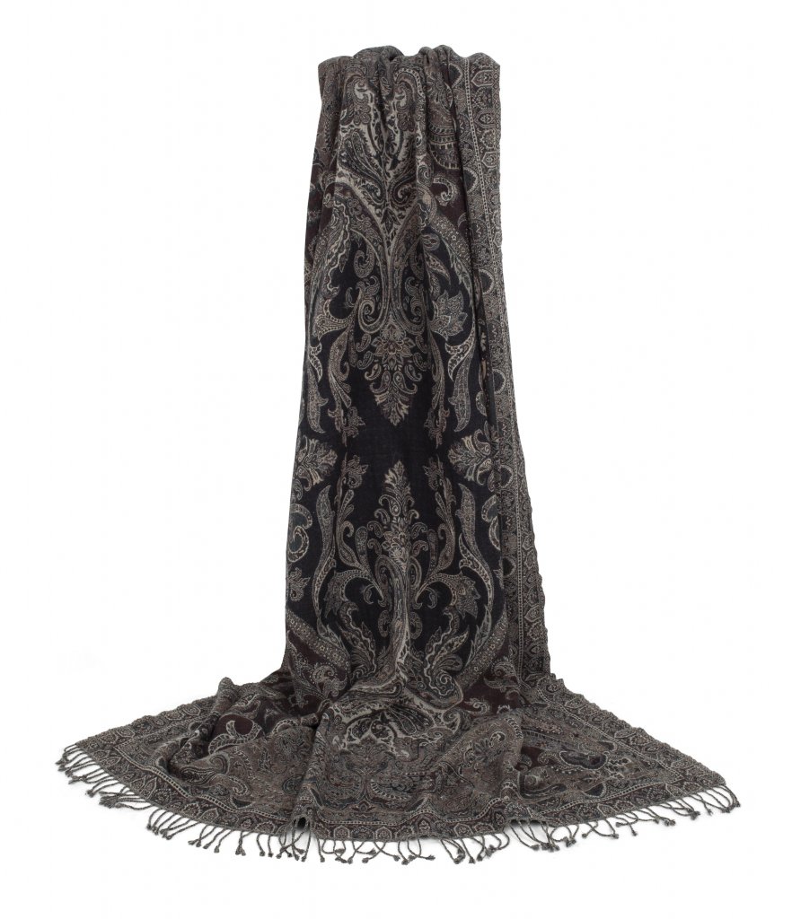 Pläd Paisley Black / Beige - Chamois - 2