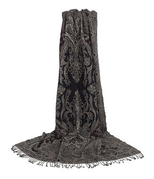 Pläd Paisley Black / Beige - Chamois