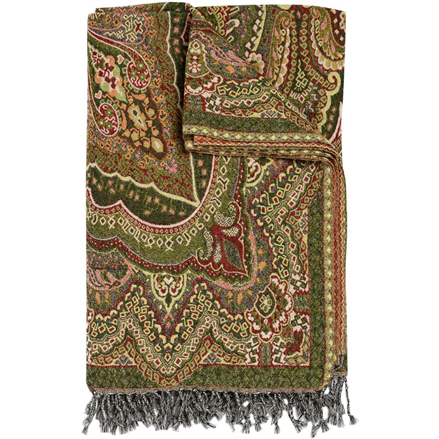 Pläd Paisley Peach / Green - Chamois